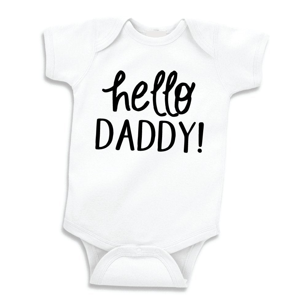Baby-Boys Hello Daddy Surprise Pregnancy Announcement Leotard to Husband White, 0-3 Months