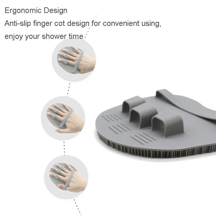 Silicone Body Cleansing Brush Shower Scrubber Bath Exfoliating Glove SPA Massage Soft Bristles, for Sensitive and all Kind Skins (Gray)