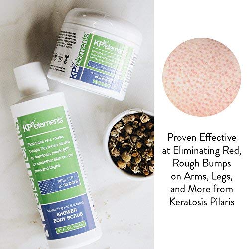 Body Scrub &amp; Exfoliating Cream for Keratosis Pilaris Treatment Bundle (8 fl oz) | Bump Eraser Body Scrub | KP Lotion &amp; KP Bump Eraser | Strawberry Legs Treatment for Women