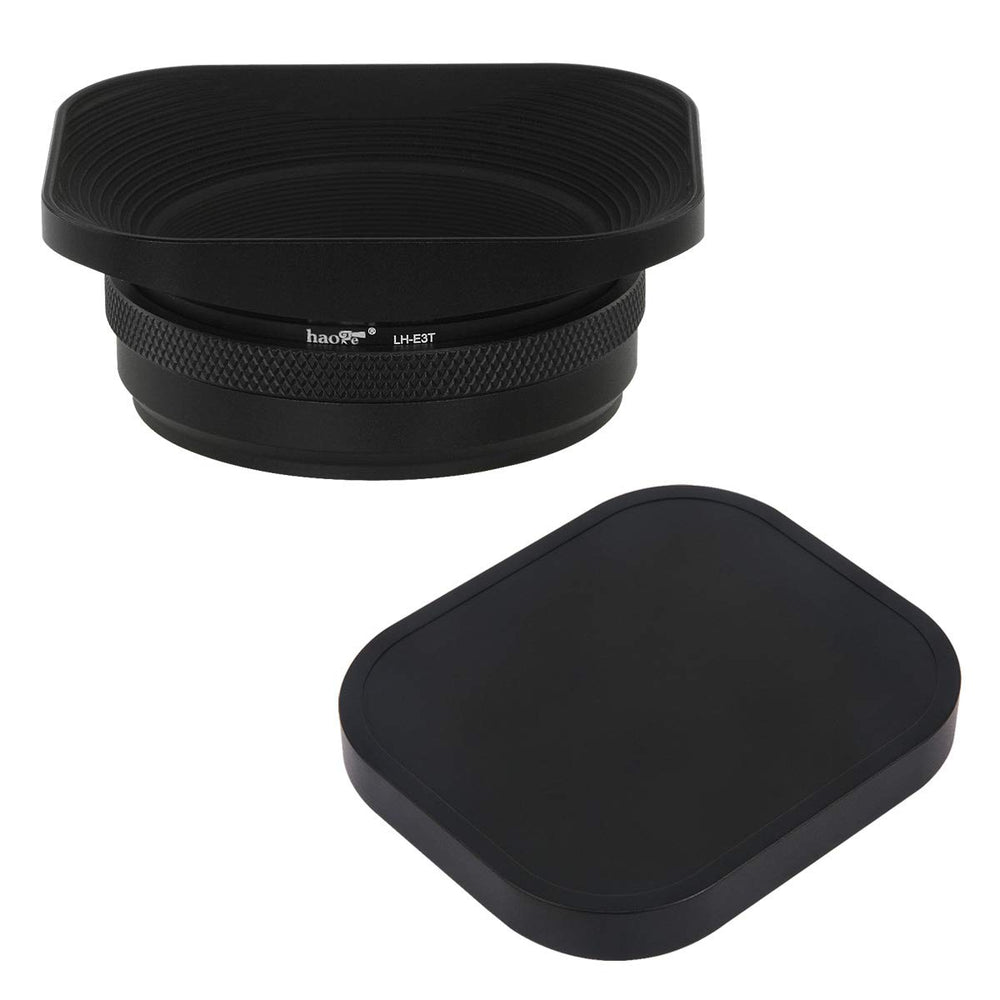Haoge LH-E3T Square Metal Lens Hood with 49mm Adapter R