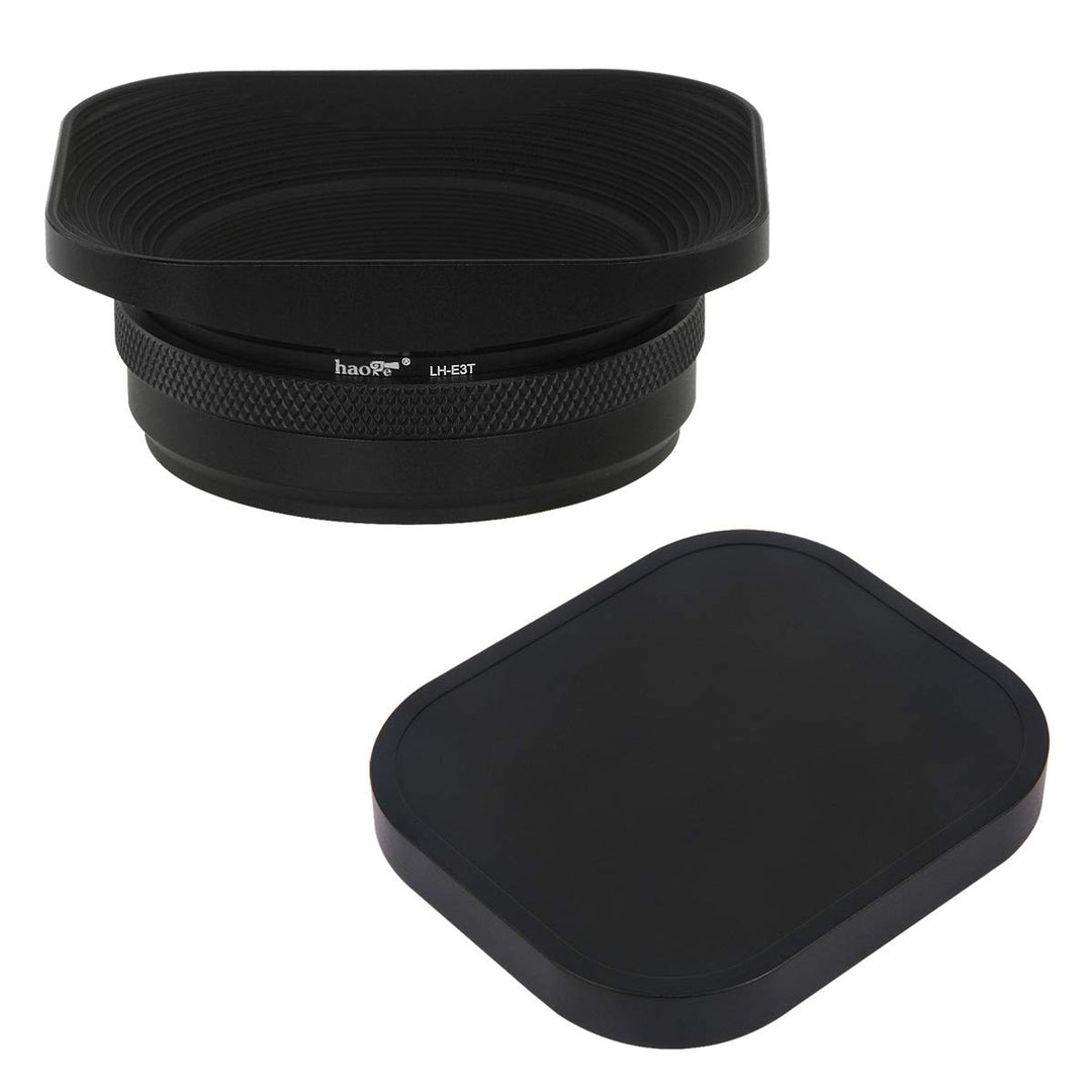 Haoge LH-E3T Square Metal Lens Hood with 49mm Adapter R
