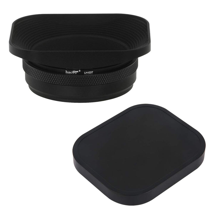 Haoge LH-E3T Square Metal Lens Hood with 49mm Adapter R