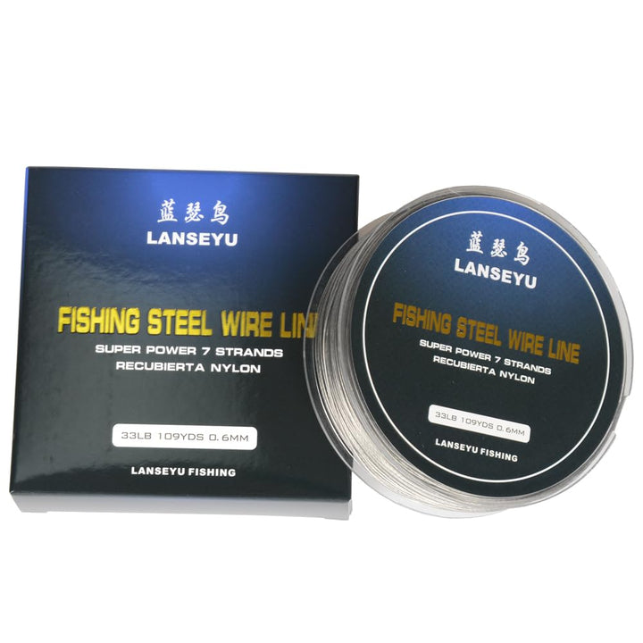 100 Metres 33 Pound 0.6mm Fishing Stee Wire Nylon Coated 1x7 Stainless Steel Leader Wire Super Soft Fishing Wire Lines
