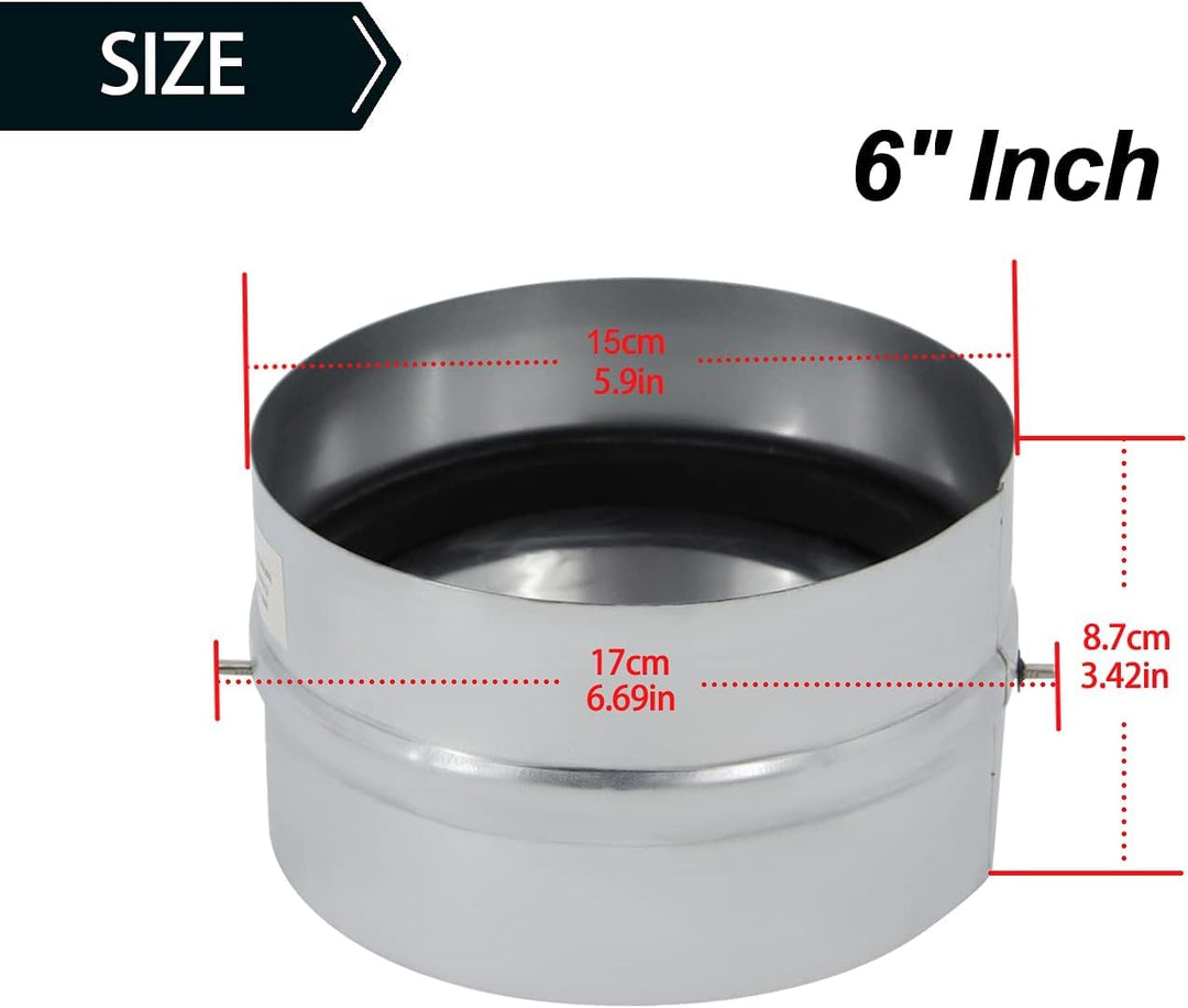 6 Backdraft Damper Duct,One-Way Airflow Ducting Insert with Spring-Loaded Folding Blades,Compatible with Air Conditioners, Range Hoods and Exhaust Fans
