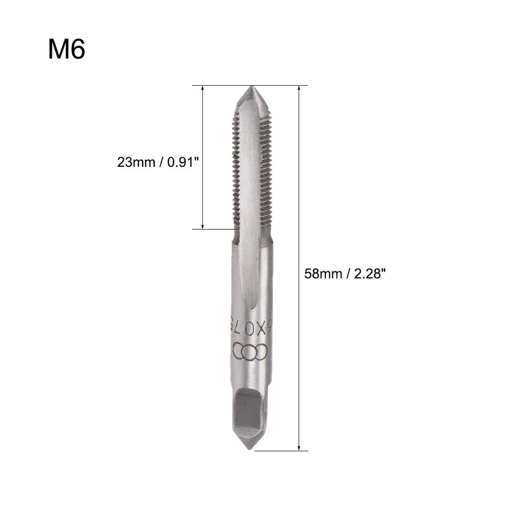 Metric Hand Tap M6 Thread 0.75 Pitch 3 Straight Flutes H2 Alloy Tool Steel Bottom & Taper Screw Tap Set Tapping Tools for Repairing 2 Pairs