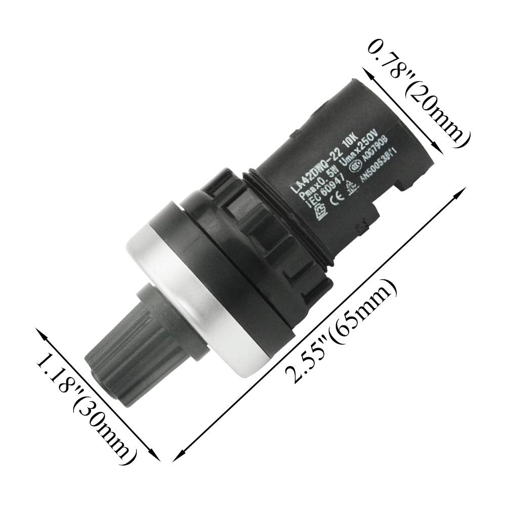 2 PCS LA42DWQ-22 22mm 10K Ohm Variable Speed Drive Potentiometer Rotary Potentiometer Inverter Converter (10K)