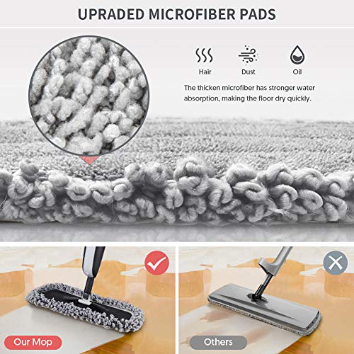 Microfiber Spray Mop for Floor Cleaning - Floor Mop Dry Wet Mop for Hardwood Laminate Tile Wood Floor Cleaning Kitchen Dust Mop with 3 Washable Pads 1 Refillable Bottle 1 Scraper