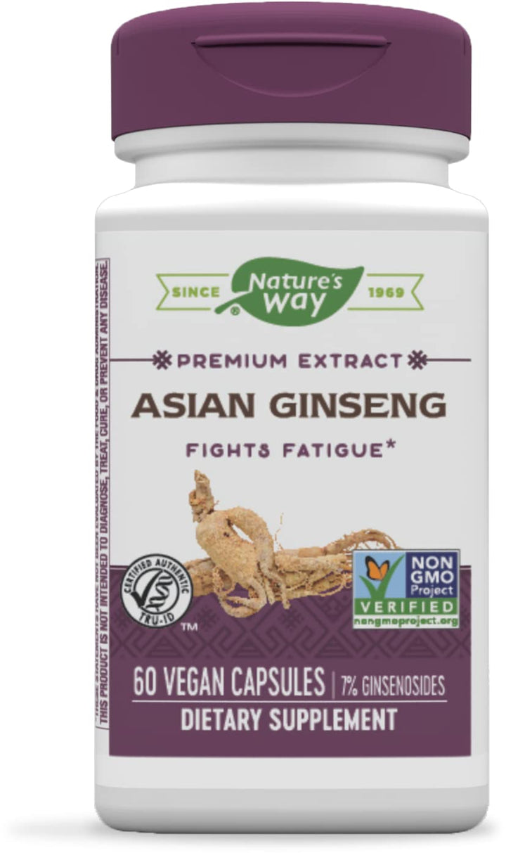 Nature&#39;s Way, Premium Herbal Asian Ginseng, Fights Fatigue*, 60 Capsules