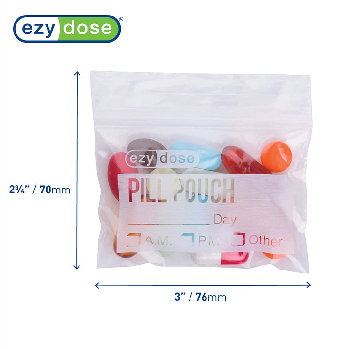 EZY DOSE Disposable Pill, Vitamin, and Medicine Organizer Pouches, Zippered Seal Bags, Pocket Sized and Travel Friendly, Easy to Use, 100 Count, BPA Free