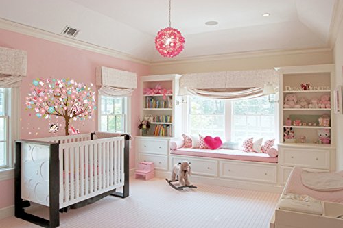 Kath &amp; Cath Unicorn Wall Decal, Pink Fairy Cherry Blossom Tree Wall Sticker for Girls Kids Bedroom Play Room Wall Mural Wall Home Decoration