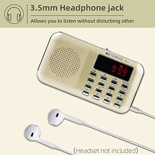 Retekess PR11 AM FM Radio Portable, Rechargeable Transi
