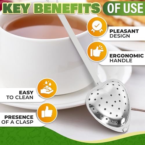 10Pcs Heart Tea Infuser for Loose Leaf Tea Steeper - Tea Diffusers for Loose Tea Leaf Steeper Tea Strainers for Loose Tea Infuser Spoon - Tea Steeper for Loose Tea Strainer Heart Shaped Tea Infuser