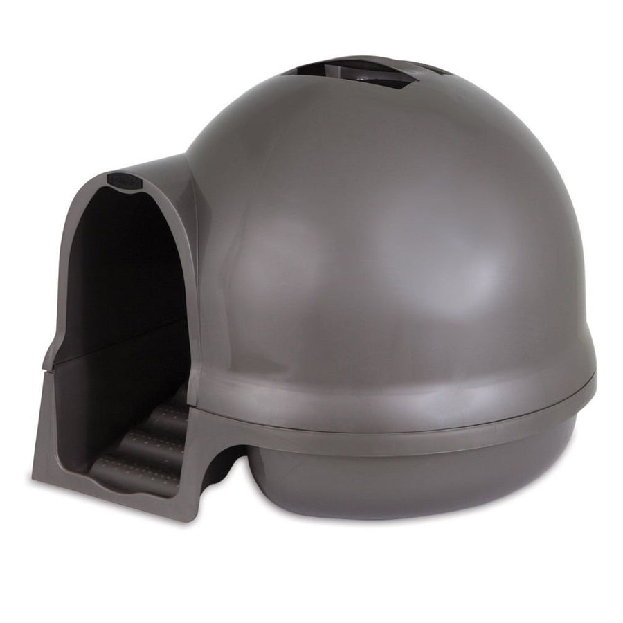 Petmate Clean Step Cat Litter Box Dome (Made in the USA with 95% Recycled Materials)- Brushed Nickel, Made in USA