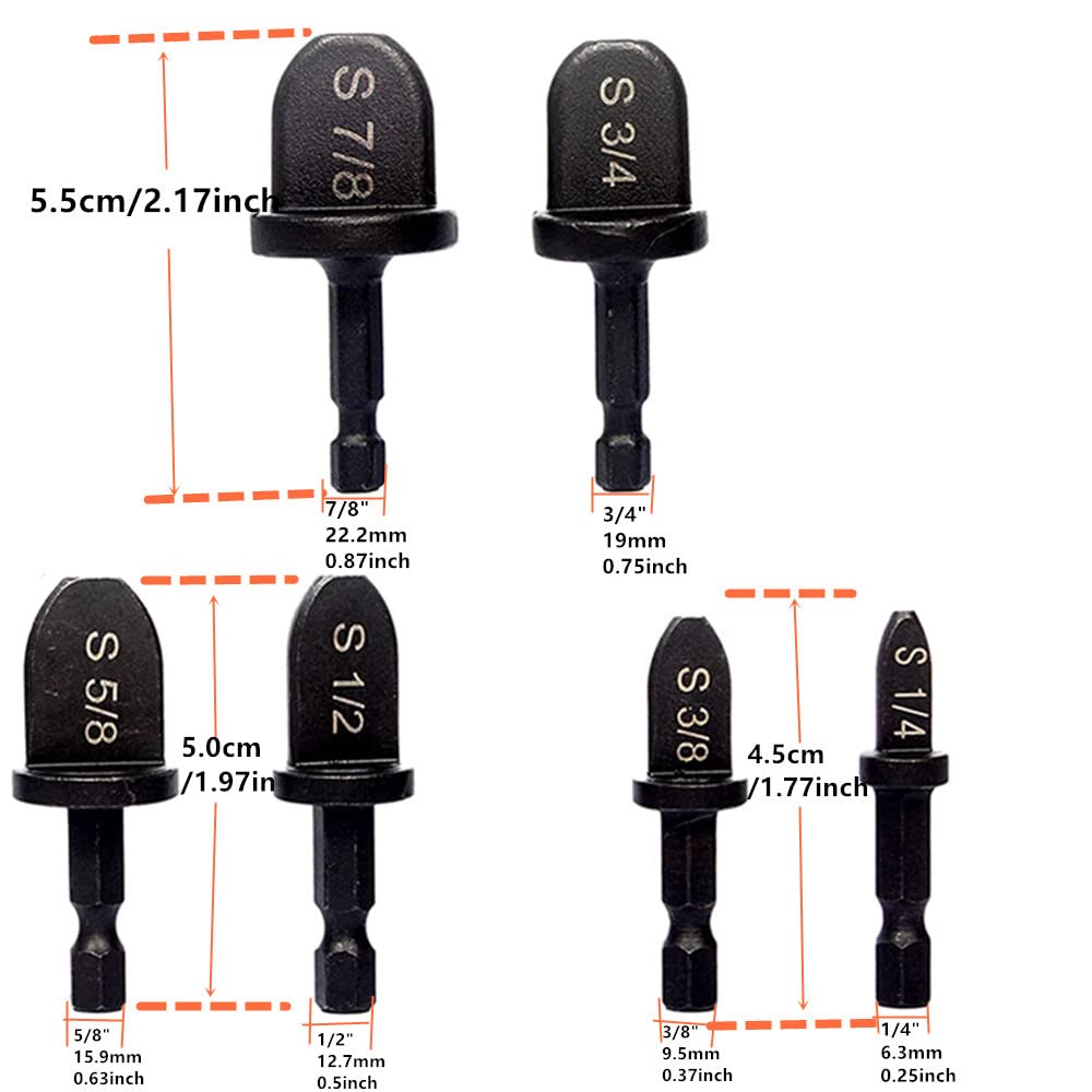 6pcs HVAC Repairing Set Air Conditioner Copper Tube Expander Swaging Tool Manual Pipe Swage Expander Drill Bit Soft Copper Tubing Bit with 1/4&#39;&#39;, 3/8&#39;&#39;, 1/2&#39;&#39;, 5/8&#39;&#39;, 3/4&#39;&#39;, 7/8&#39; Bits