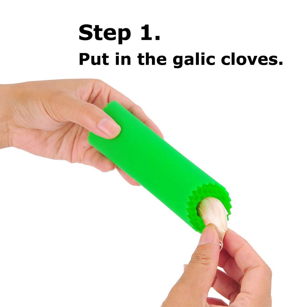 Garlic Peeler Skin Remover Roller Keeper,Easy Quick to Peeled Garlic Cloves with Silicone Tube Roller Garlic Peeling Kitchen Tool(3 Colors)