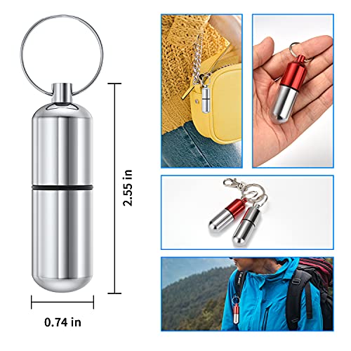 3 Pack Mini Keychain Pill Holder, Portable Small Pill Box Bottle for Purse, Waterproof Pocket Pill Case EDC Medicine Container Nitro Pill Fob Carrier for Outdoor Travel Camping