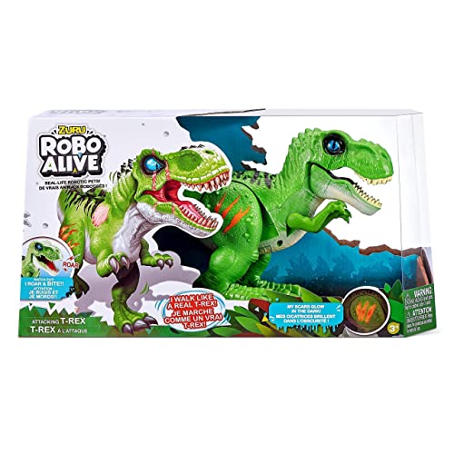 Attacking Green T-Rex Battery-Powered Robotic Toy by Zuru, Dinosaur Toy, Birthday Gift for Boys 3 Years Old and Up