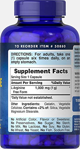 Puritan's Pride L-arginine 1000 Mg Capsules, 100 Co