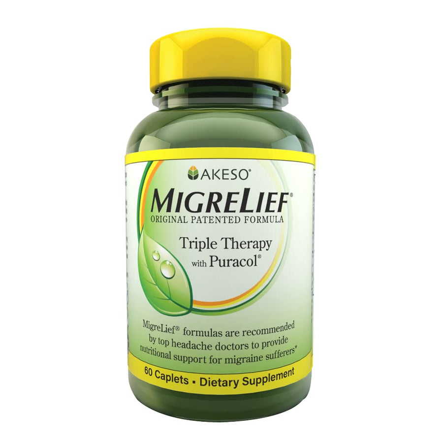 Original Triple Therapy with Puracol - Nutritional Support for Migraine Sufferers - 60 Caplets/1 Month Supply