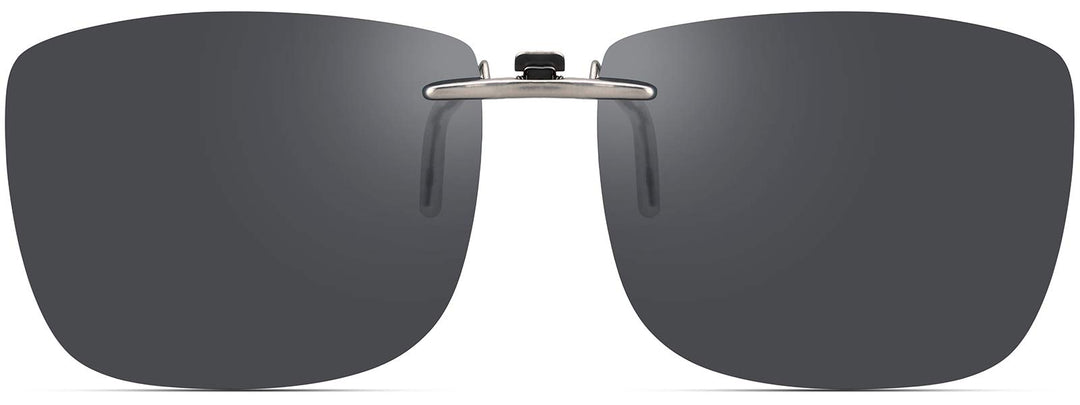 Polarized Clip On Rectangular Sunglasses Over Prescription Glasses Men Women Compact Fit Non-Flip Up, Black, Extra Large