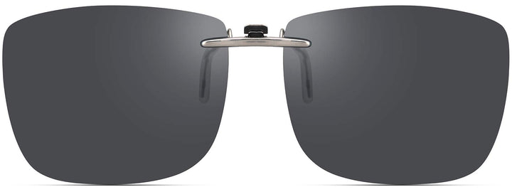 Polarized Clip On Rectangular Sunglasses Over Prescription Glasses Men Women Compact Fit Non-Flip Up, Black, Extra Large