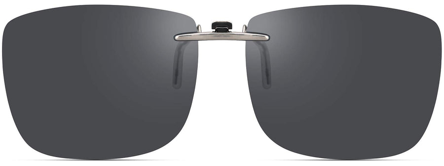 Polarized Clip On Rectangular Sunglasses Over Prescription Glasses Men Women Compact Fit Non-Flip Up, Black, Extra Large