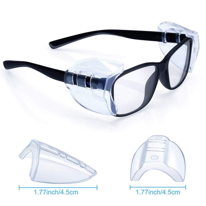 KMDJG 11 Pairs Safety Eye Glasses Side Shields,Slip On Clear Side Shields for Safety Glasses Fits Small to Medium Eyeglasses Frames(10 Pair Clear and 1 Pair Transparent Black)