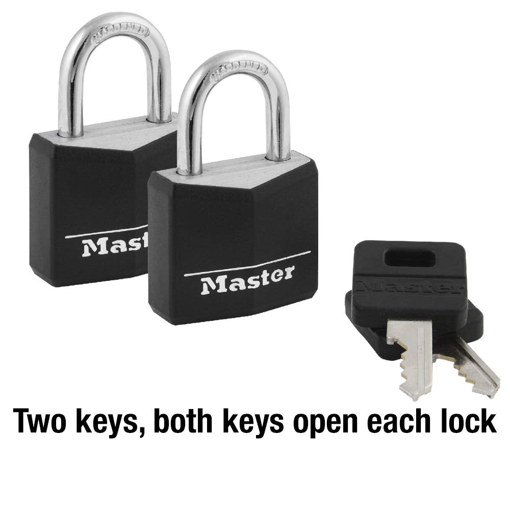 131T Covered Aluminum Padlocks, 2 Pack, Keyed Alike, Black, 2 Count