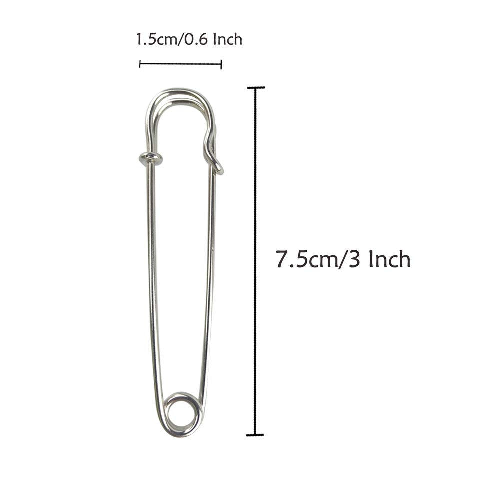 Safety Pins Extra Large Heavy Duty - 22PCS 3Inch Blanket Pins, Strong &amp; Sturdy Bulk Pins for Blankets, Skirts, Crafts, Kilts - Silver