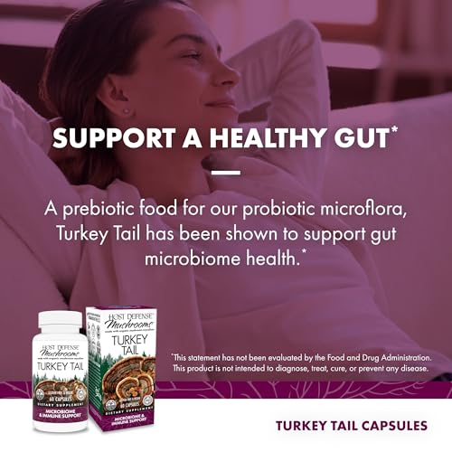Turkey Tail Capsules - Digestive Health &amp; Immune Response Support Supplement - Mushroom Supplement for Gastrointestinal &amp; Gut Microbiome Support - 60 Capsules (30 Servings)*