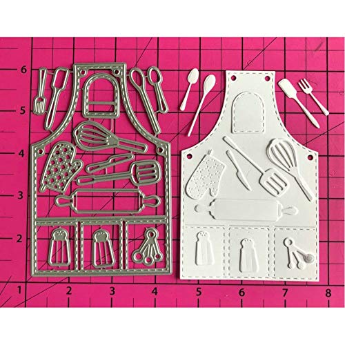 1 Pcs Kitchen Apron Cutting Dies, Metal Cutting Dies Stencils for DIY Cards Making Scrapbooking Dies Cuts Photo Album Art Cut Die Knife Mold 85MMx129MM