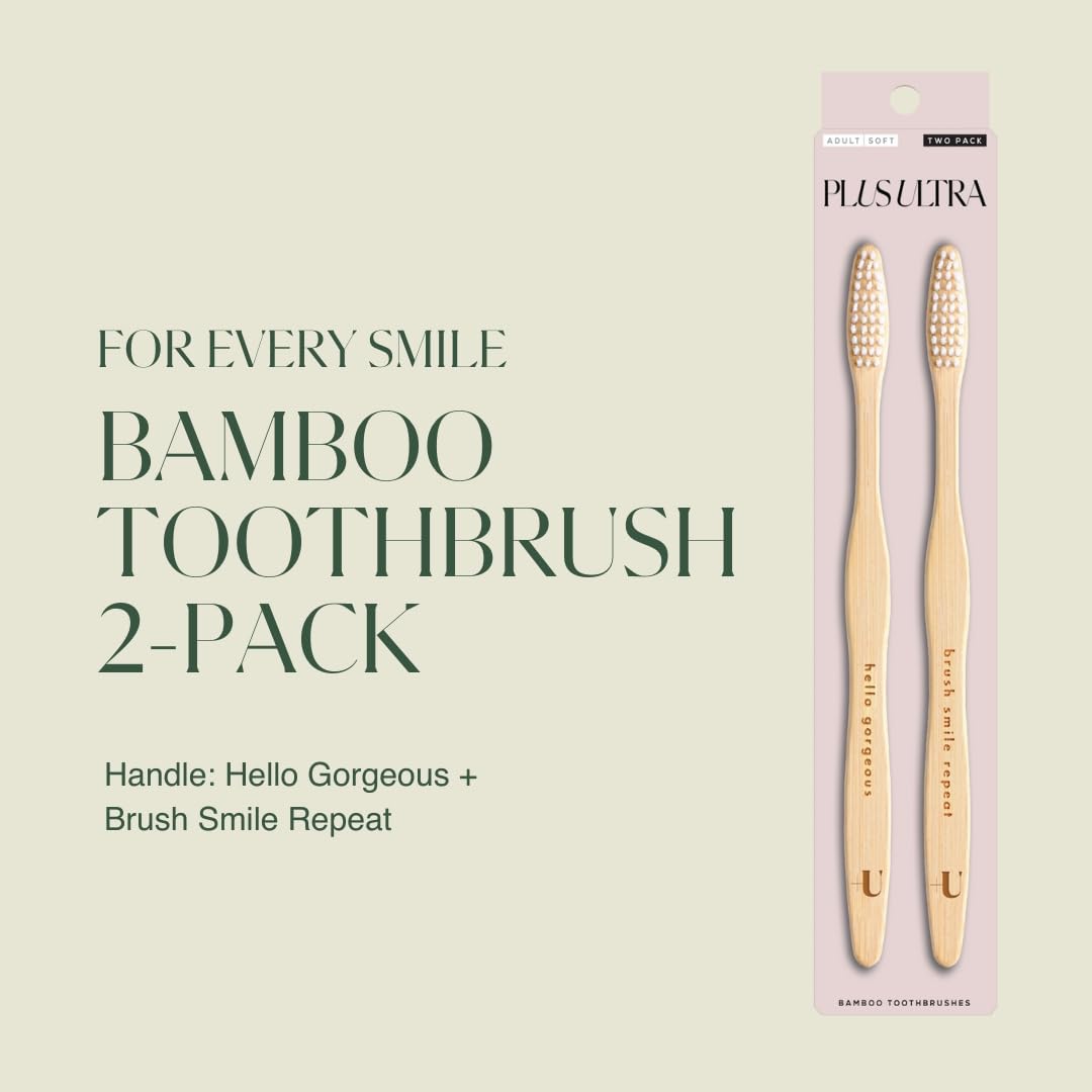 Plus Ultra 2-Pack Bamboo Toothbrush - BPA Free Soft Bri