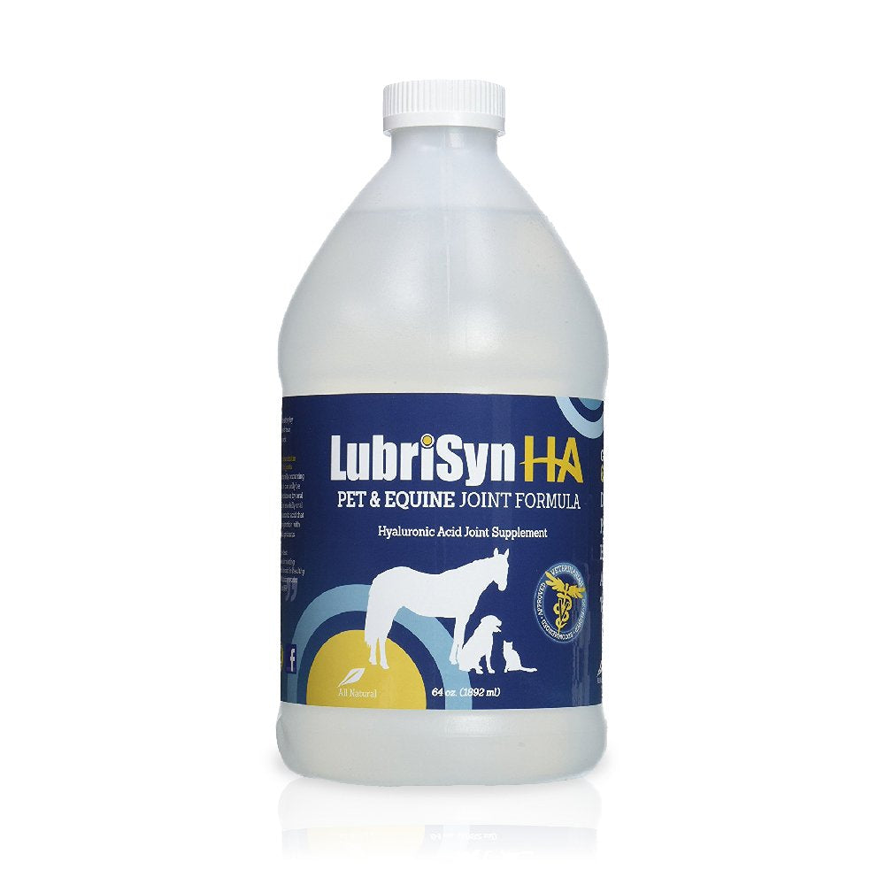 LubriSynHA Hyaluronic Acid Pet &amp; Equine Joint Formula 64oz - All-Natural, High-Molecular Weight Liquid Hyaluronan - Joint Support for Horses, Dogs, Cats - Promotes Healthy Joint Function, Made in USA