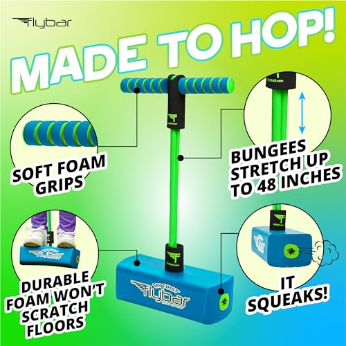 My First Foam Pogo Jumper for Kids Fun and Safe Pogo Stick, Durable Foam and Bungee Jumper for Ages 3 and up Toddler Toys, Supports up to 250lbs (Blue)