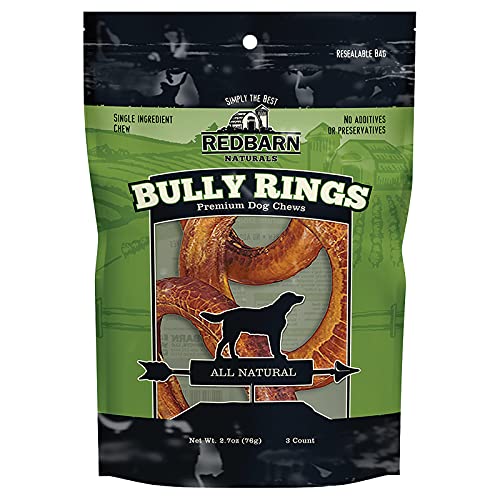All-Natural 4 Bully Stick Rings for Dogs - Premium Grain-Free & Rawhide-Free Single Ingredient Long Lasting Low Odor Dental Treat for Chewers - 3 Count