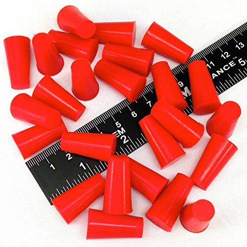 .375 x .562 STP107 Silicone Rubber Plugs - 25 Pack - Tapered Stoppers For Powder Coating, Painting, Ceramic Coating, Sealing Holes - Non-Toxic, Flexible, Reusable