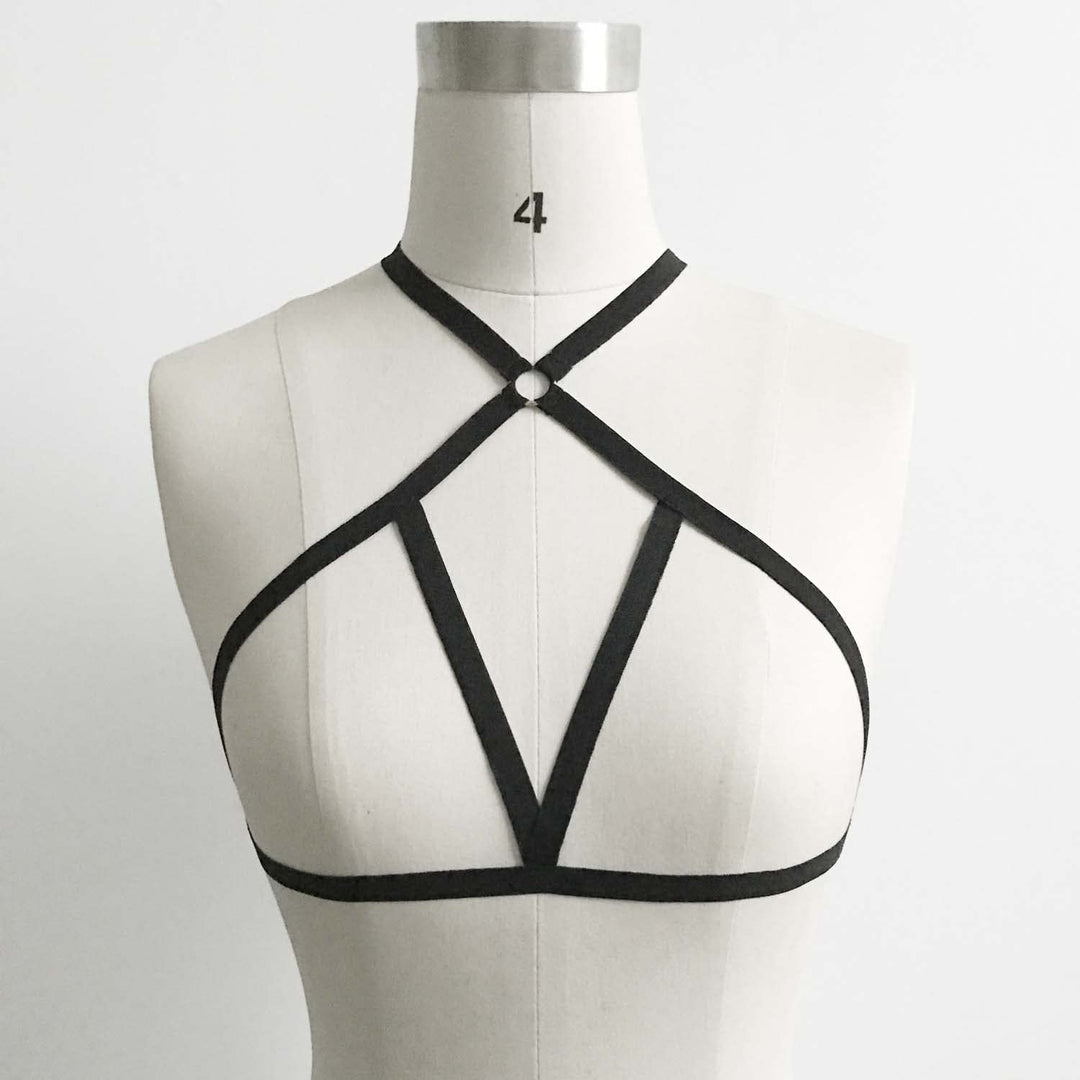 Black Bra Body Chain Belt Elastic Bra Body Chain Sexy Black Body Chain Belt Jewelry for Women and Girls(A)