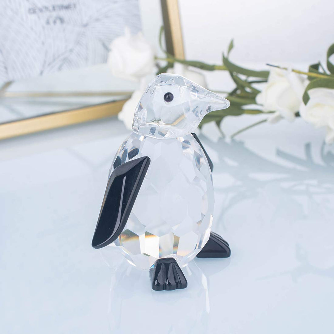 Crytal Cute Penguin Figurines Collectible Glass Animal Figurines Desk Decoration Ornaments