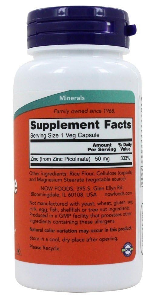 NOW Foods - Zinc Picolinate 50 mg, 120 capsules