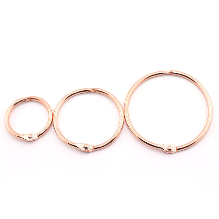 50pcs 1 1.5 2 Rose Gold Book Ring Assorted Kit Metal Loose Leaf Book Binder Hinged Buckle Rings Scrapbook Sketchbook Craft Photo Album DIY Binding Ring 25/38/51mm