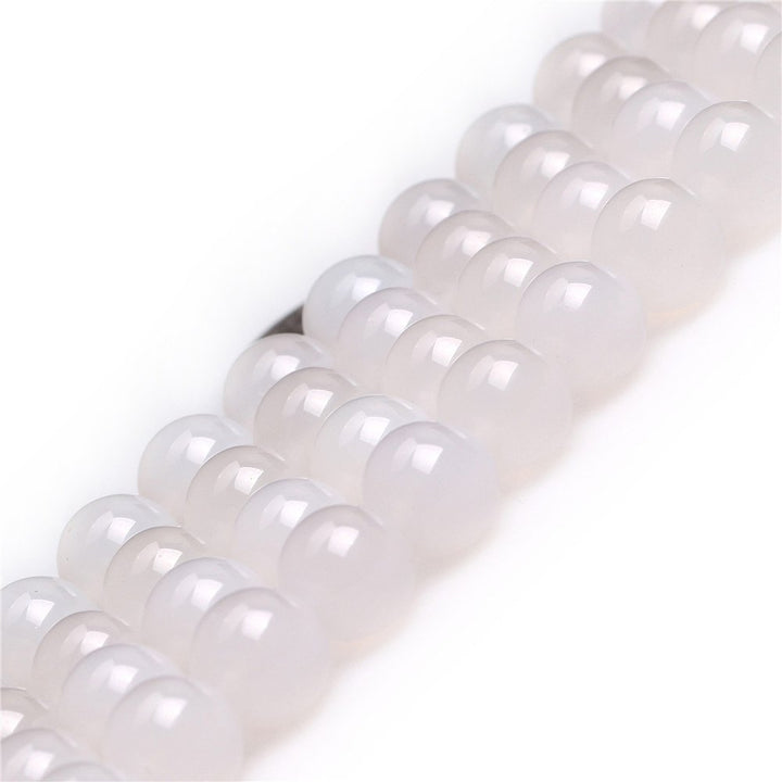 White Agate Beads Round 8mm Natural Gemstone Loose Beads for Jewelry Making (46-48pcs/strand)