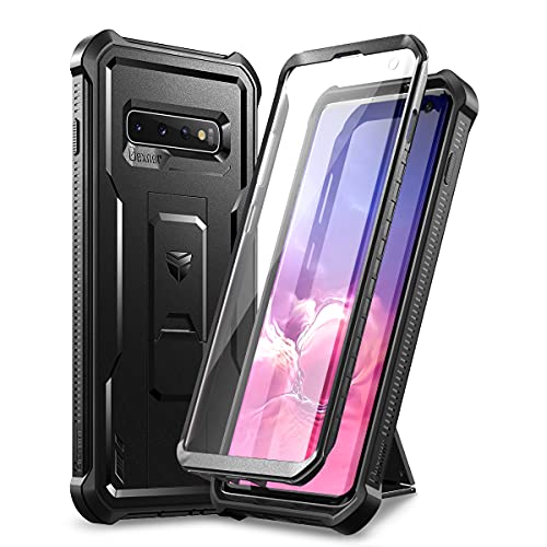 for Samsung Galaxy S10 Case, [Built in Screen Protector and Kickstand] Heavy Duty Military Grade Protection Shockproof Protective Cover for Samsung Galaxy S10 Black