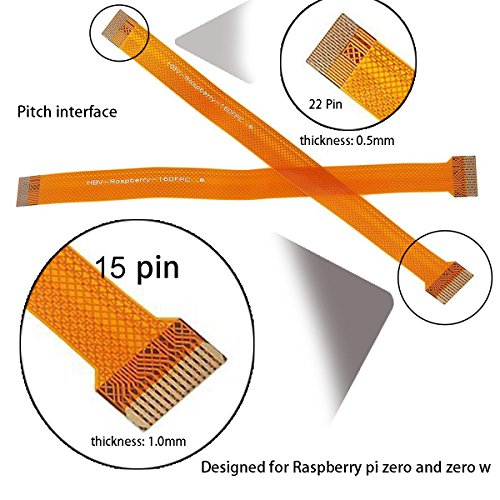 2pcs Raspberry Pi Zero Camera Cable, Pi Zero Ribbon Cable Adapter 15CM 15 Pin to 22 Pin for Raspberry Pi 5/Zero/Zero W