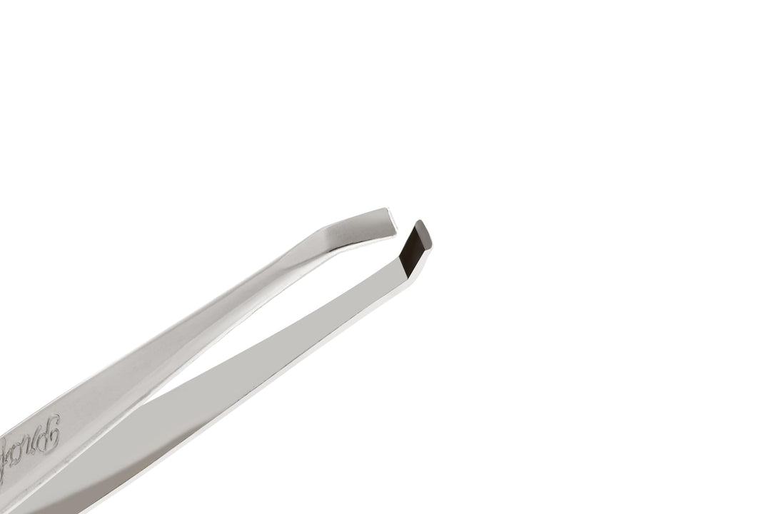 Stainless Steel Professional Slanted Tweezers, Best for Eyebrows Extensions, Facial Hair, Made in Germany