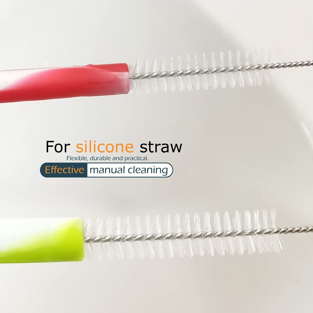 Drinking Straw Cleaning Brushes Set 15 Extra Long 10mm Extra Wide Pipe Tube Cleaner Nylon Bristles Stainless Steel Handle - 15 x 3/8 (10mm) - Set of 4