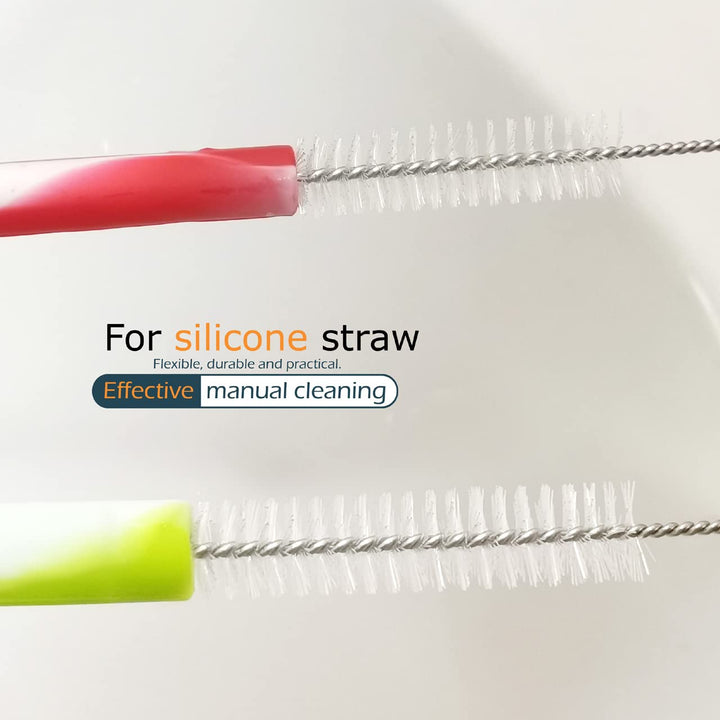 Drinking Straw Cleaning Brushes Set 15 Extra Long 10mm Extra Wide Pipe Tube Cleaner Nylon Bristles Stainless Steel Handle - 15 x 3/8 (10mm) - Set of 4