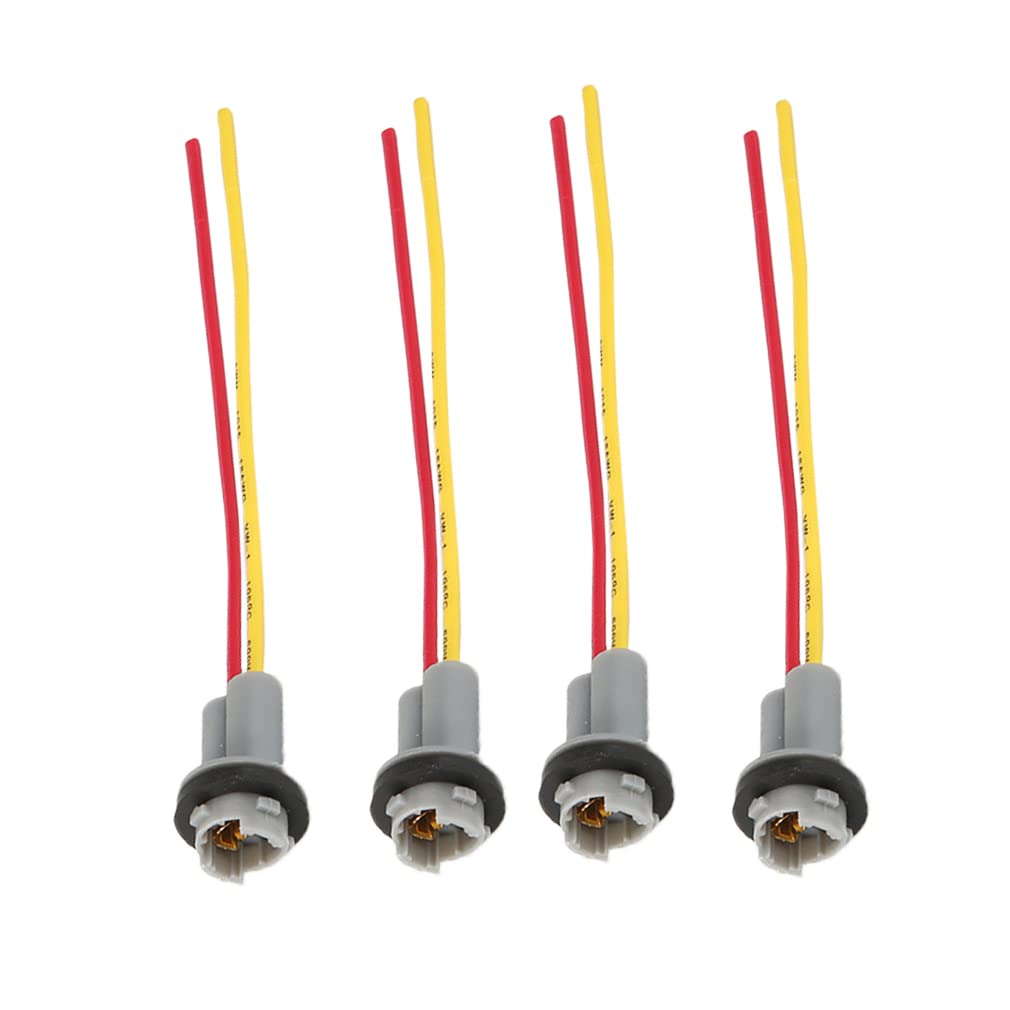 , 4 x Connectors Socket Bulb Brake Light Harness T10 T13 T15 Car Auto LED Light Bulb Wire Wiring Harness Socket Connector Extension Base Holder (T10-T13-T15), Yellow,Black