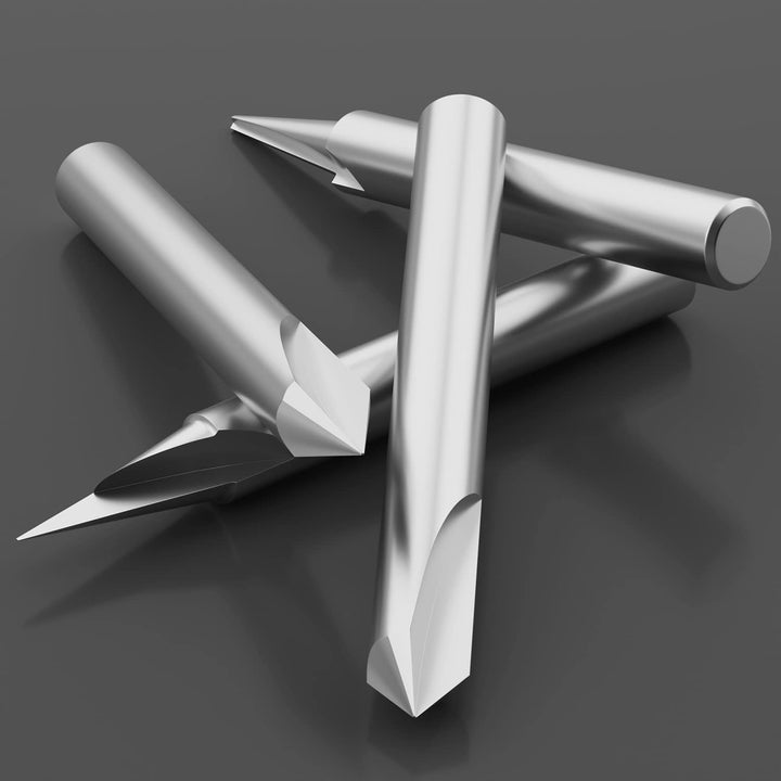 Engraving Bit 15, 20, 60, 90 Degree CNC Wood Carving Router Bit Set Marking Conical Engraving Router Tool , 2 Flutes Tungsten Steel Straight CNC V-bit 1/4 Inch Shank