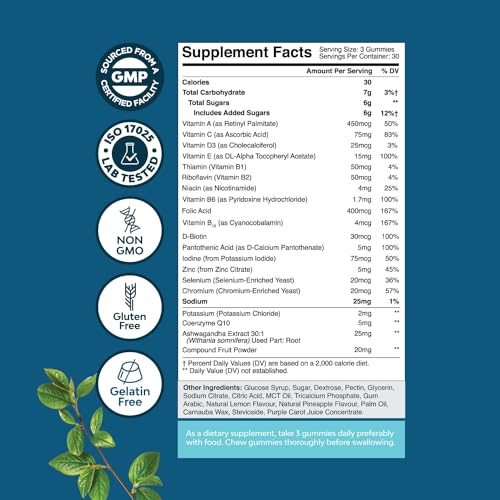Natures Craft Men's Multivitamin Gummies with Superfood Complex - Daily Multivitamin for Men Gummies with CoQ10 and Ashwagandha for Energy and Immune Support - Adult Gummy Essential Minerals