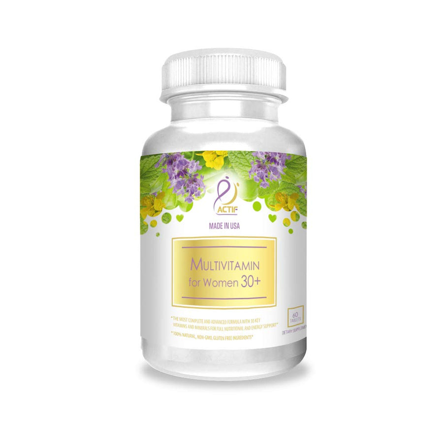 Actif Organic Multivitamin for Women Age 30+ with 30 Organic Vitamins and Organic Herbs, Non-GMO, Made in USA, 2-Month Supply